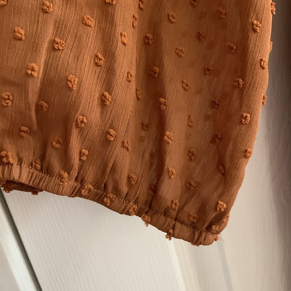 Polagram Burnt Orange Lace & Swiss Dot Midi Dress - Picture 3 of 4